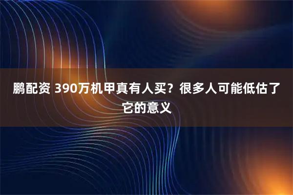 鹏配资 390万机甲真有人买？很多人可能低估了它的意义